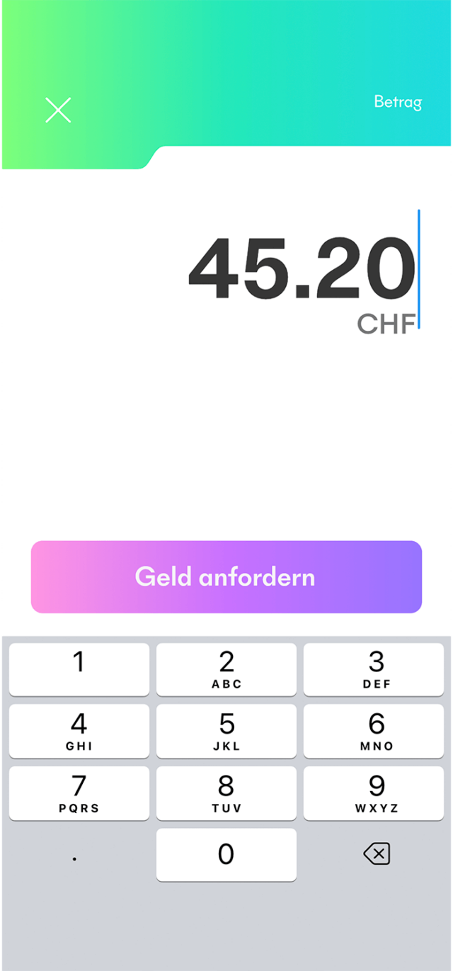 Screenshot Geld anfordern in der ecoo App
